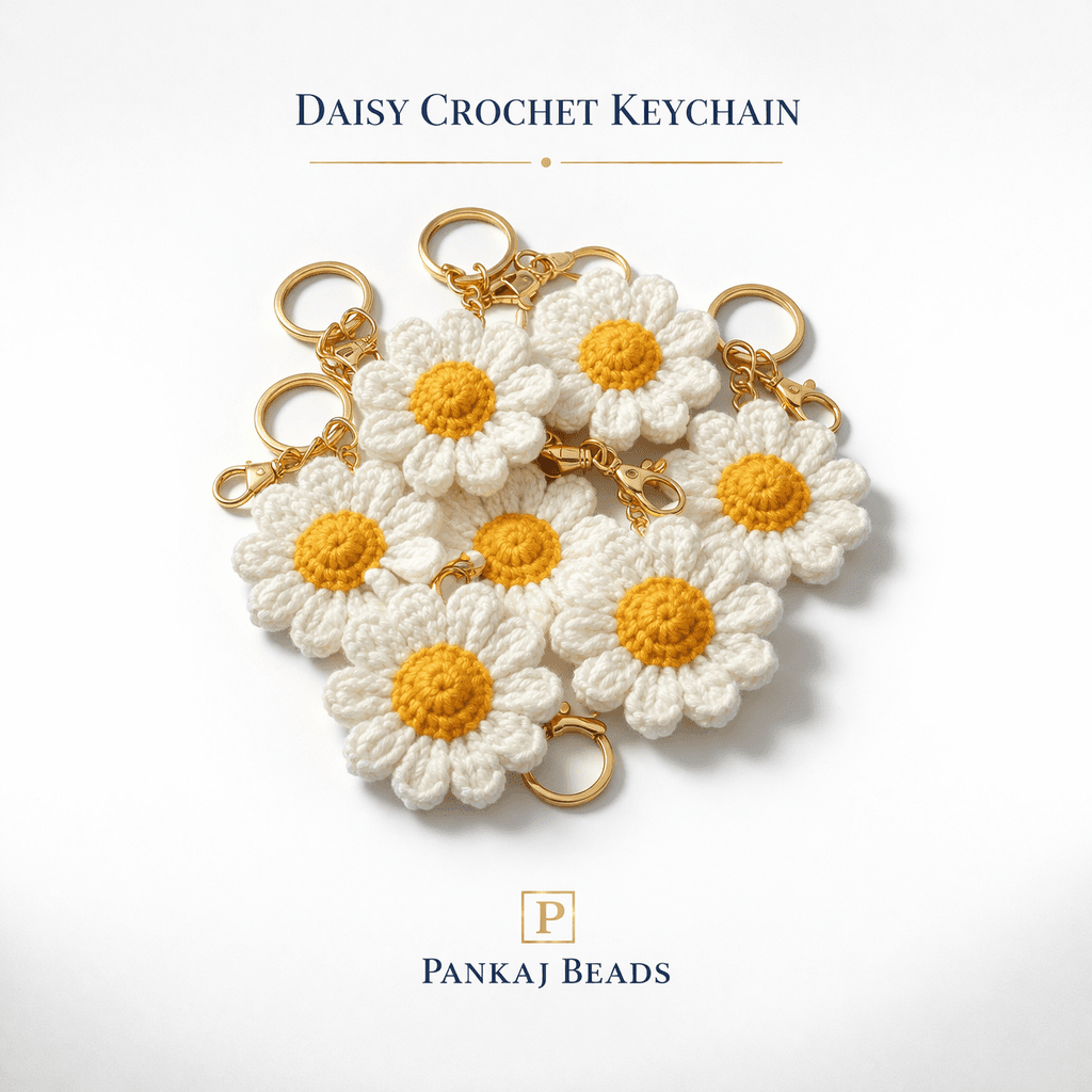 Crochet Daisy Keychain