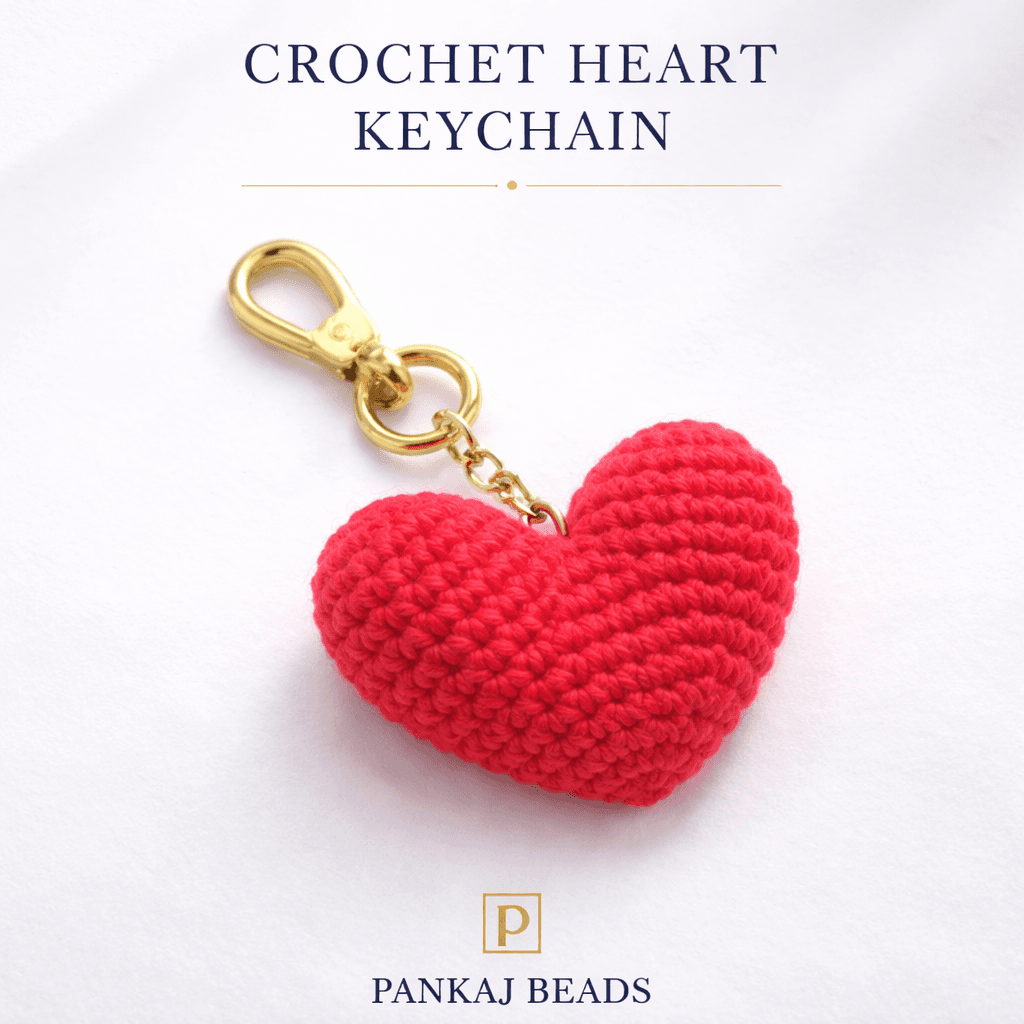 Crochet Heart Keychain